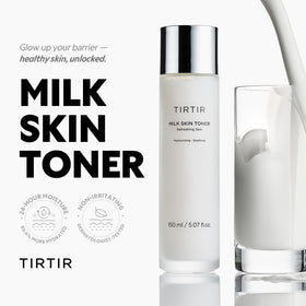 TIRTIR milky toner texture on skin showing lightweight hydration and fast absorption