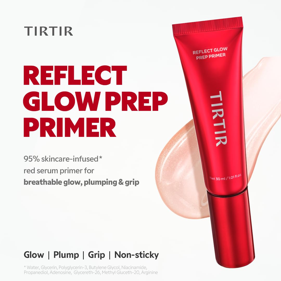TIRTIR primer swatch on skin demonstrating hydration and natural glow
