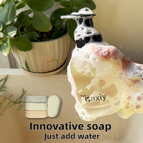 Tisnxiy tablet dissolving in warm water producing solution for foaming dispenser