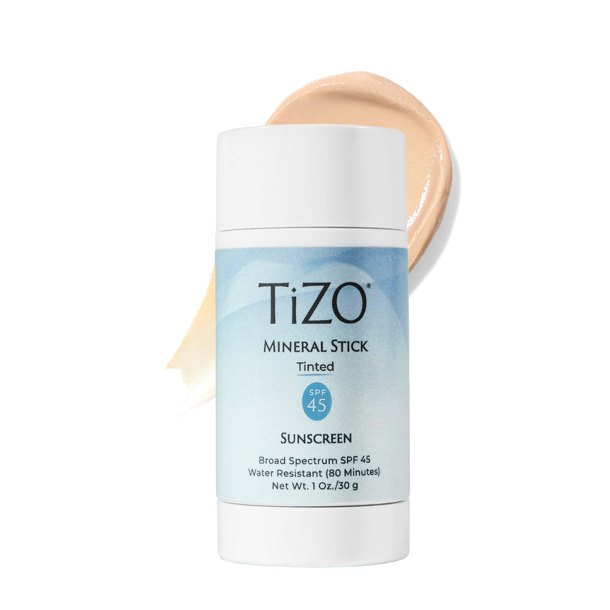TIZO stick front packaging showing SPF 45 and travel size benefits