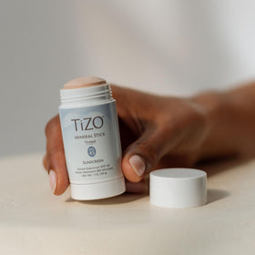 TIZO stick label details including broad spectrum SPF 45 advantages