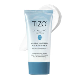 TIZO front packaging showing SPF 40 and 3.5 oz size for clear protection