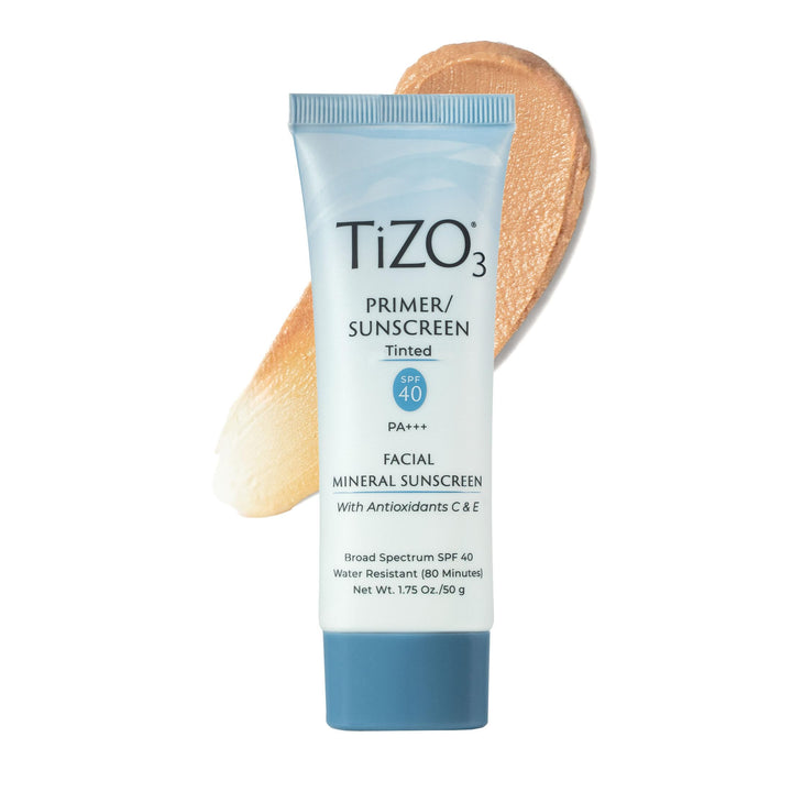 TIZO TiZO3 front tube showing SPF 40 and tinted primer benefits