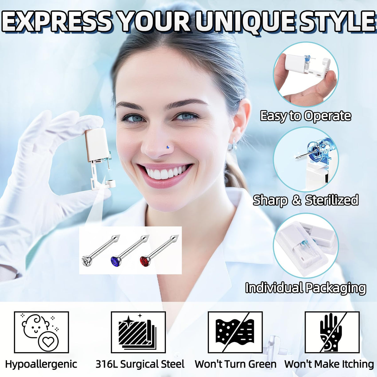 TKKUY bevel and rounded slotted septum clamps close detail showing secure alignment benefit
