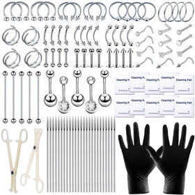 TKKUY front view showing full 103-piece kit for versatile piercing options