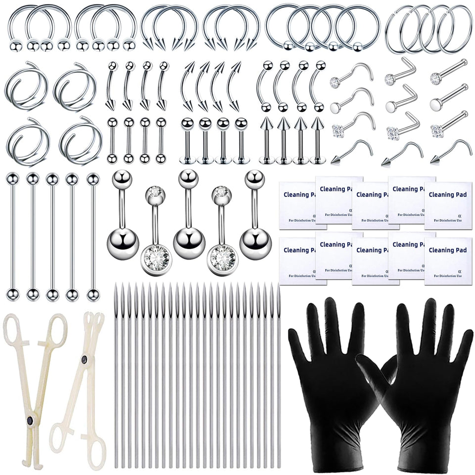 TKKUY front view showing full 103-piece kit for versatile piercing options