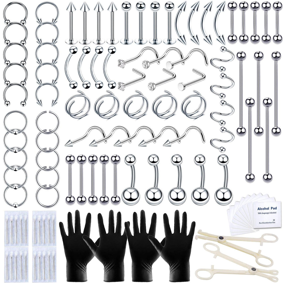 TKKUY kit front layout showing all 131 pieces for versatile piercing use