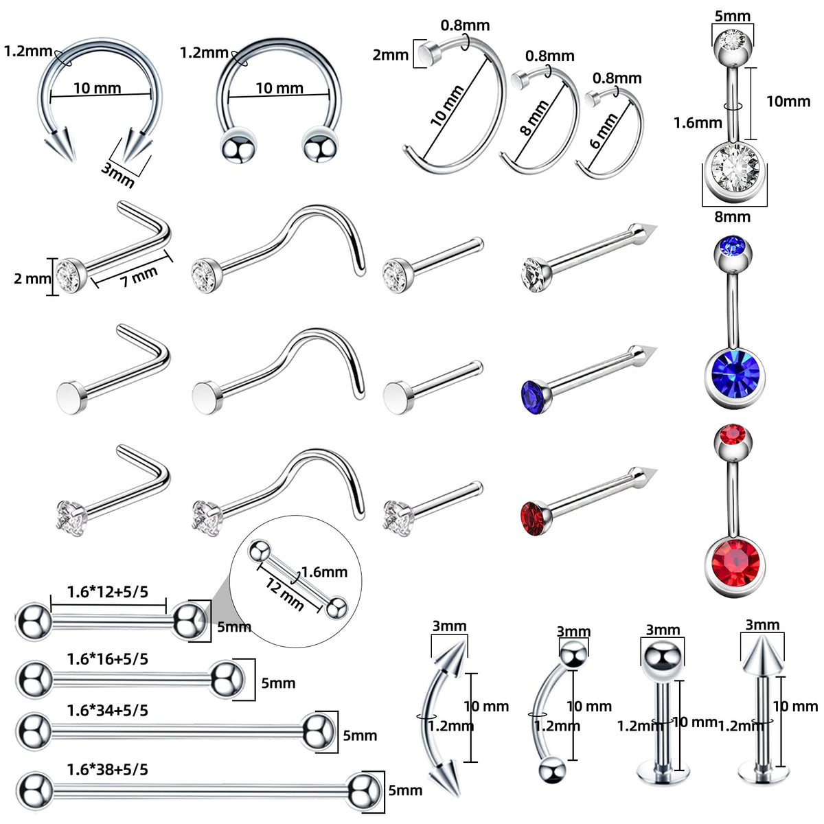 TKKUY stainless steel jewelry spread showing polished finish and nickel-free comfort