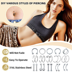 TKKUY labret studs and curved barbells close-up demonstrating quality finish