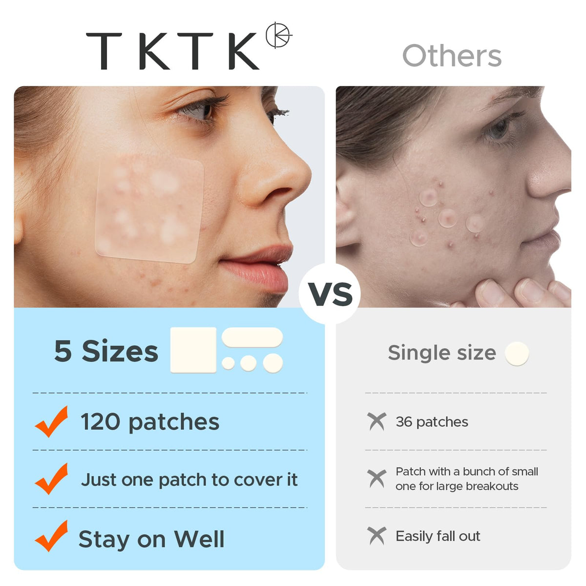 TKTK patch applied to cheek offering discreet protection and comfort