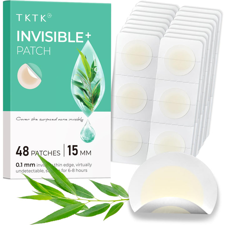 TKTK front packaging showing 48 invisible acne patches and benefits