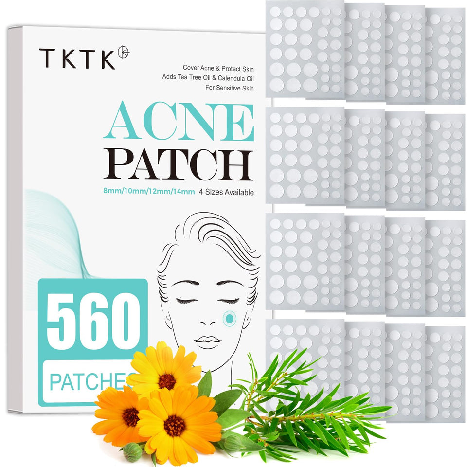 TKTK front packaging showing 560 acne patches and four-size kit for convenience