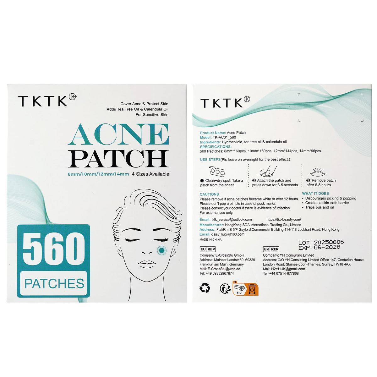TKTK label showing tea tree and calendula oil ingredients list and product benefits