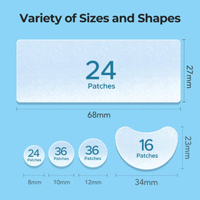 TKTK open packaging with visible sheets of mixed-size patches