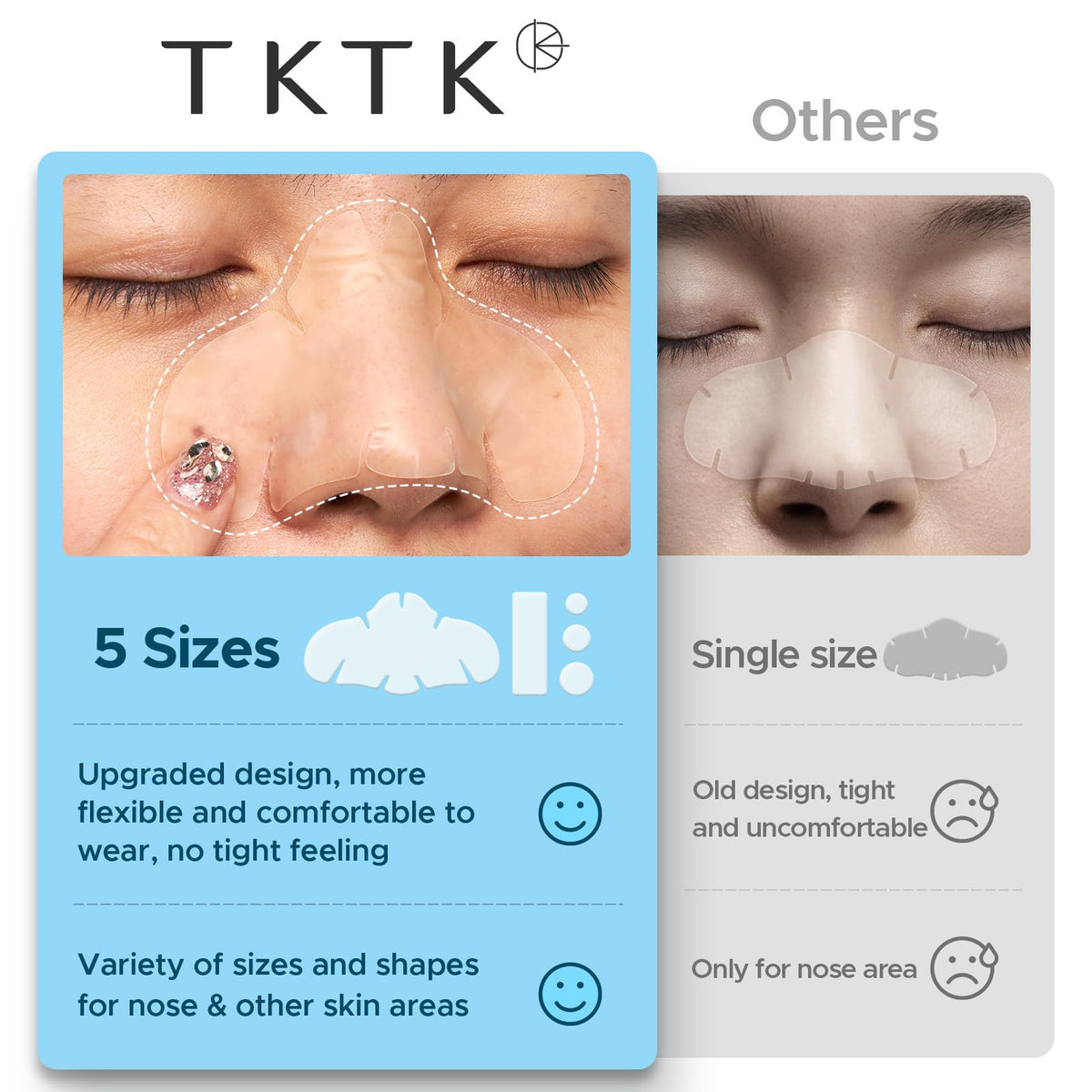 TKTK peeled patch showing gentle adhesive and easy removal benefit
