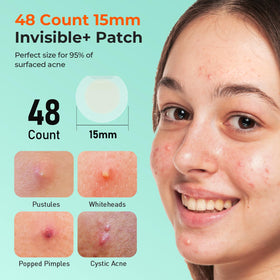 TKTK patches on skin under makeup demonstrating discreet coverage benefit