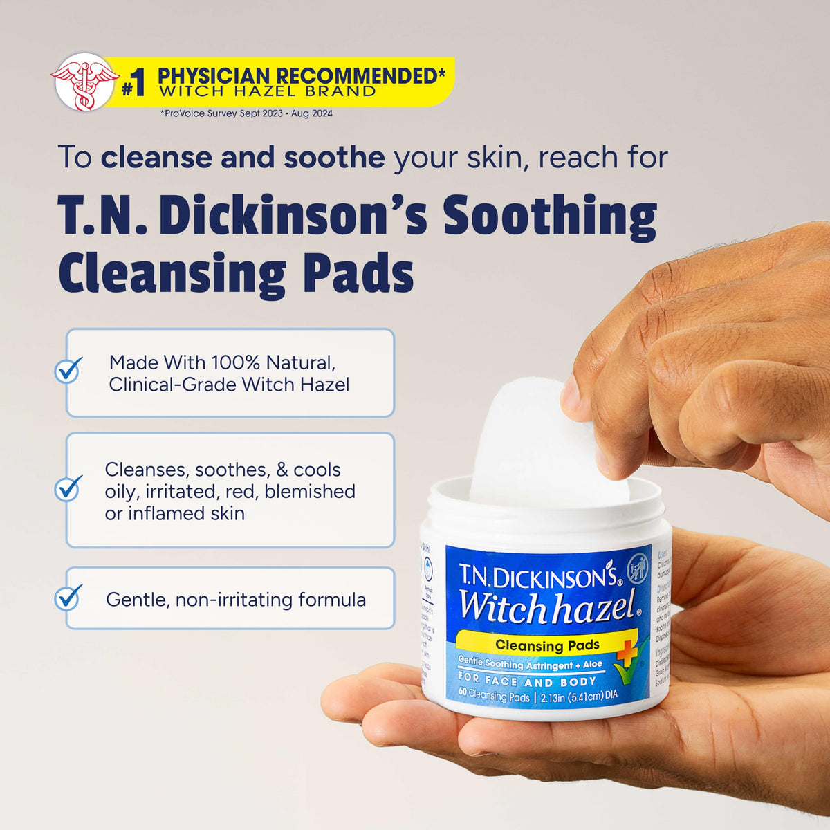 T.N. Dickinson's aloe and witch hazel texture shot highlighting soothing effect
