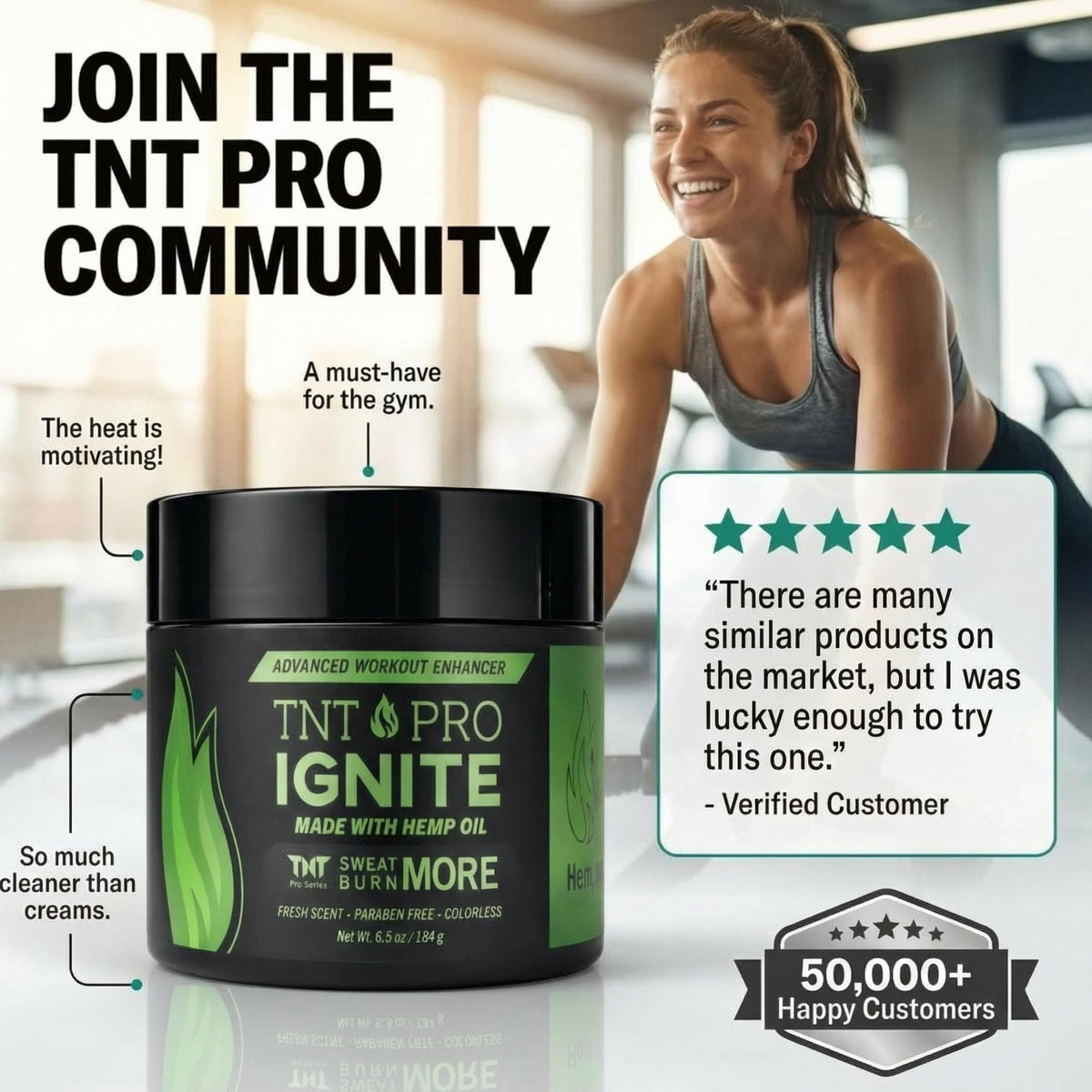 TNT Pro Ignite applied on thigh demonstrating targeted warming effect