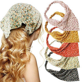 TOBATOBA front view of five floral headbands showing pattern variety and ready-to-wear convenience