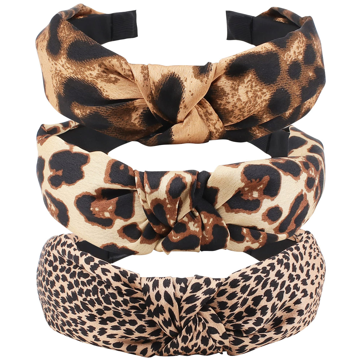 TOBATOBA front view of three leopard headbands shows stylish set and easy gifting