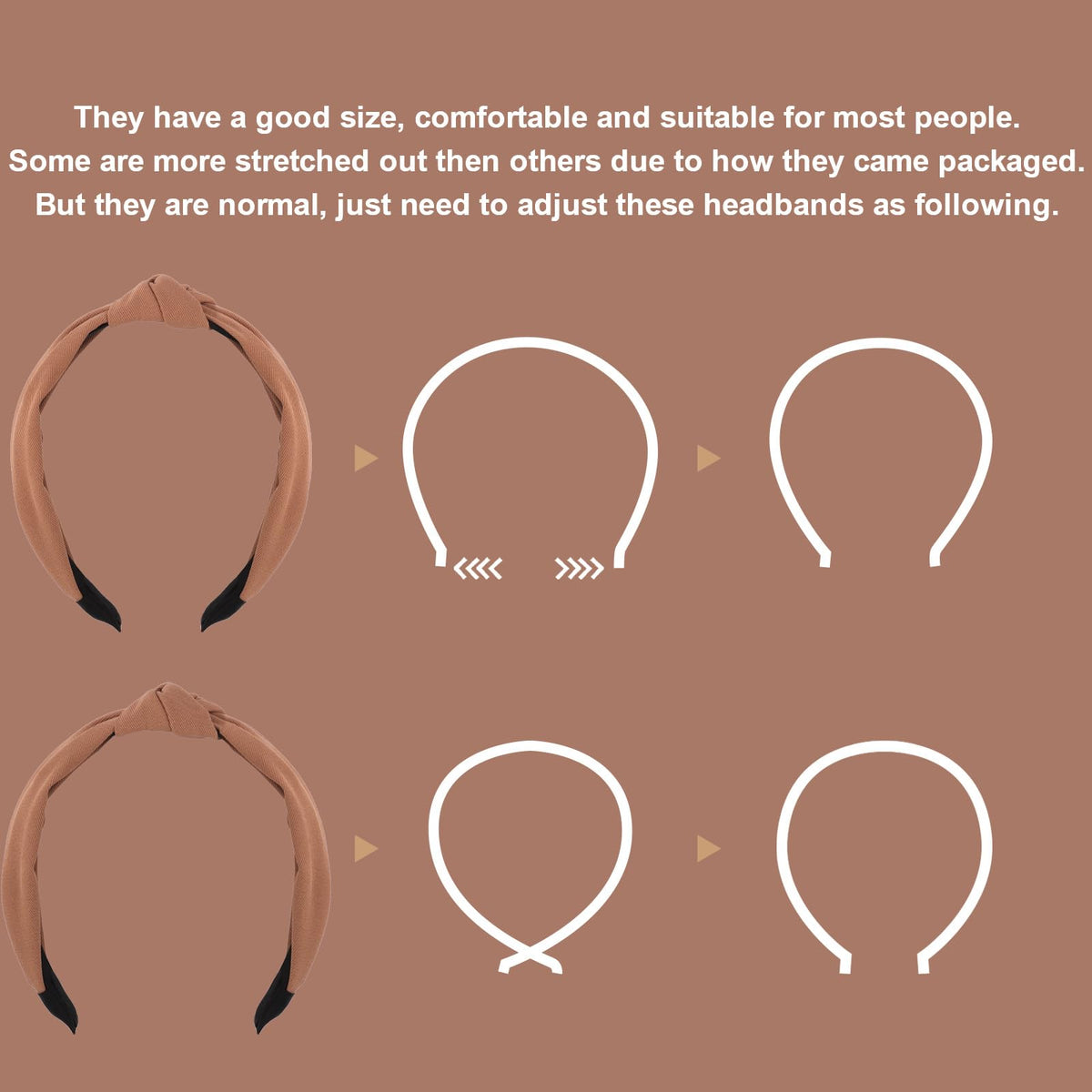TOBATOBA headband held in hand to show size and flexible fit