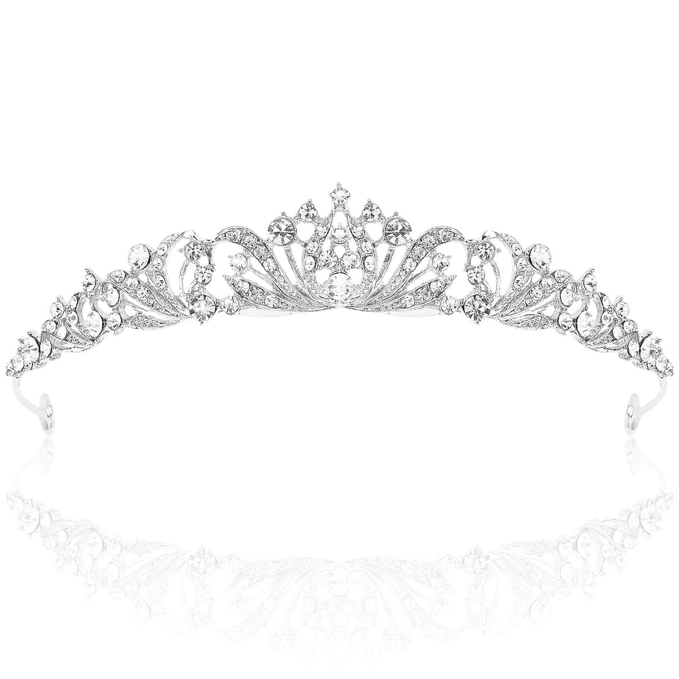 TOBATOBA silver tiara front view showcasing elegant crown and sparkle