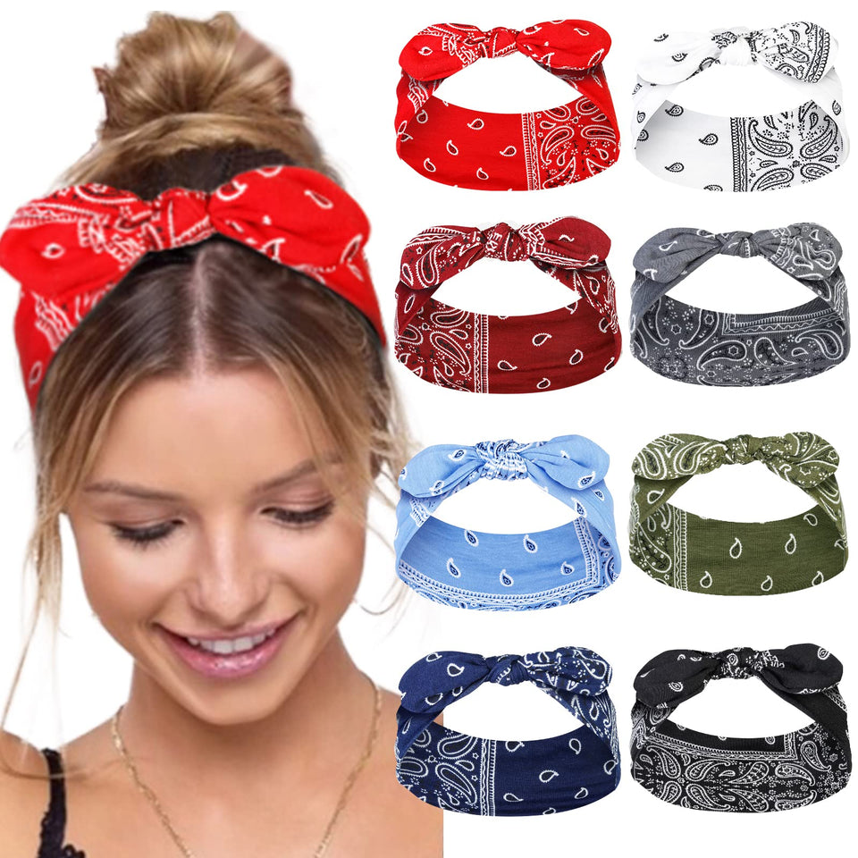Tobeffect front view of headband pack showing colors and bow accents for versatile styling