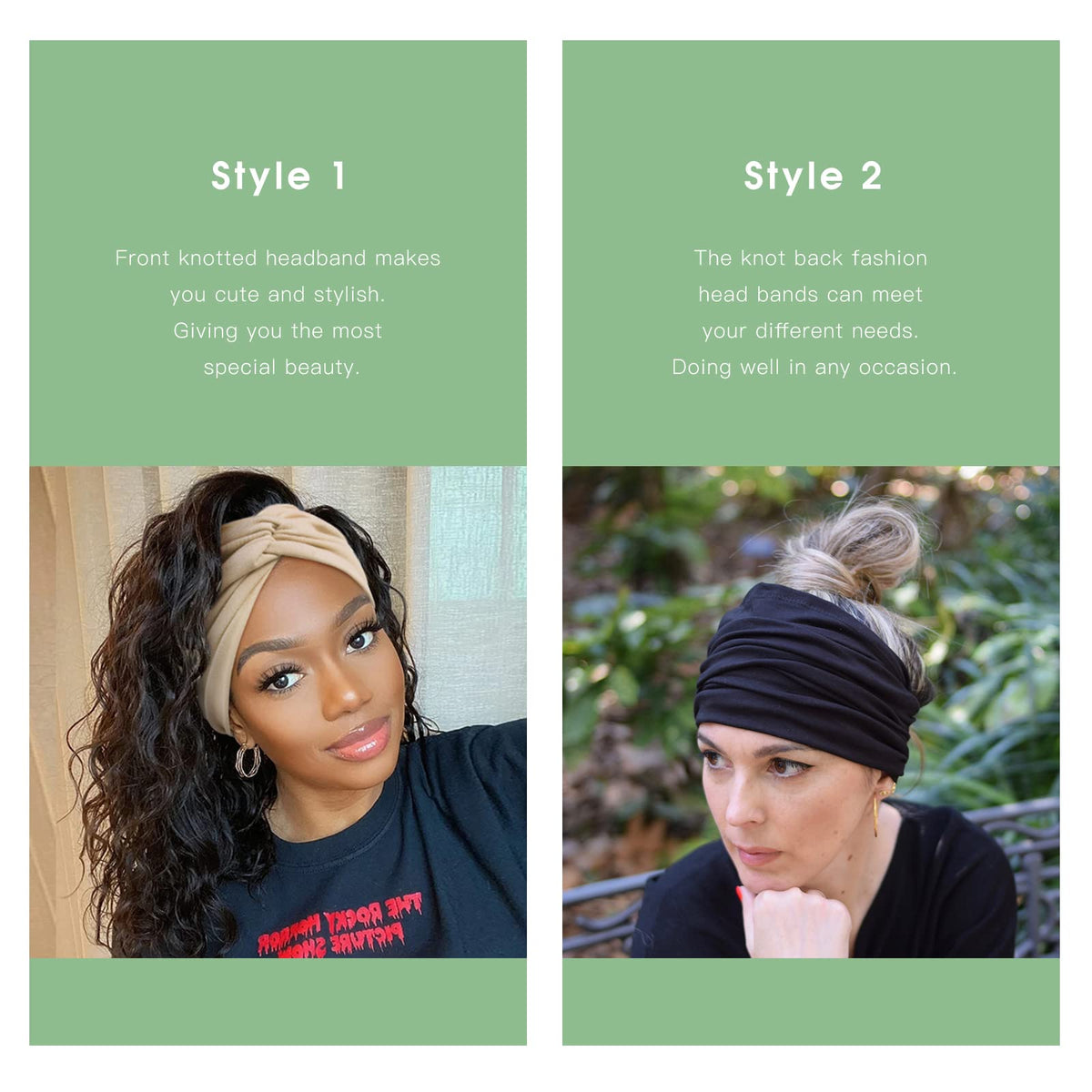 Tobeffect headband held in hand illustrating 7-inch extra-wide coverage and stretch