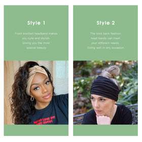 Tobeffect headband held in hand illustrating 7-inch extra-wide coverage and stretch