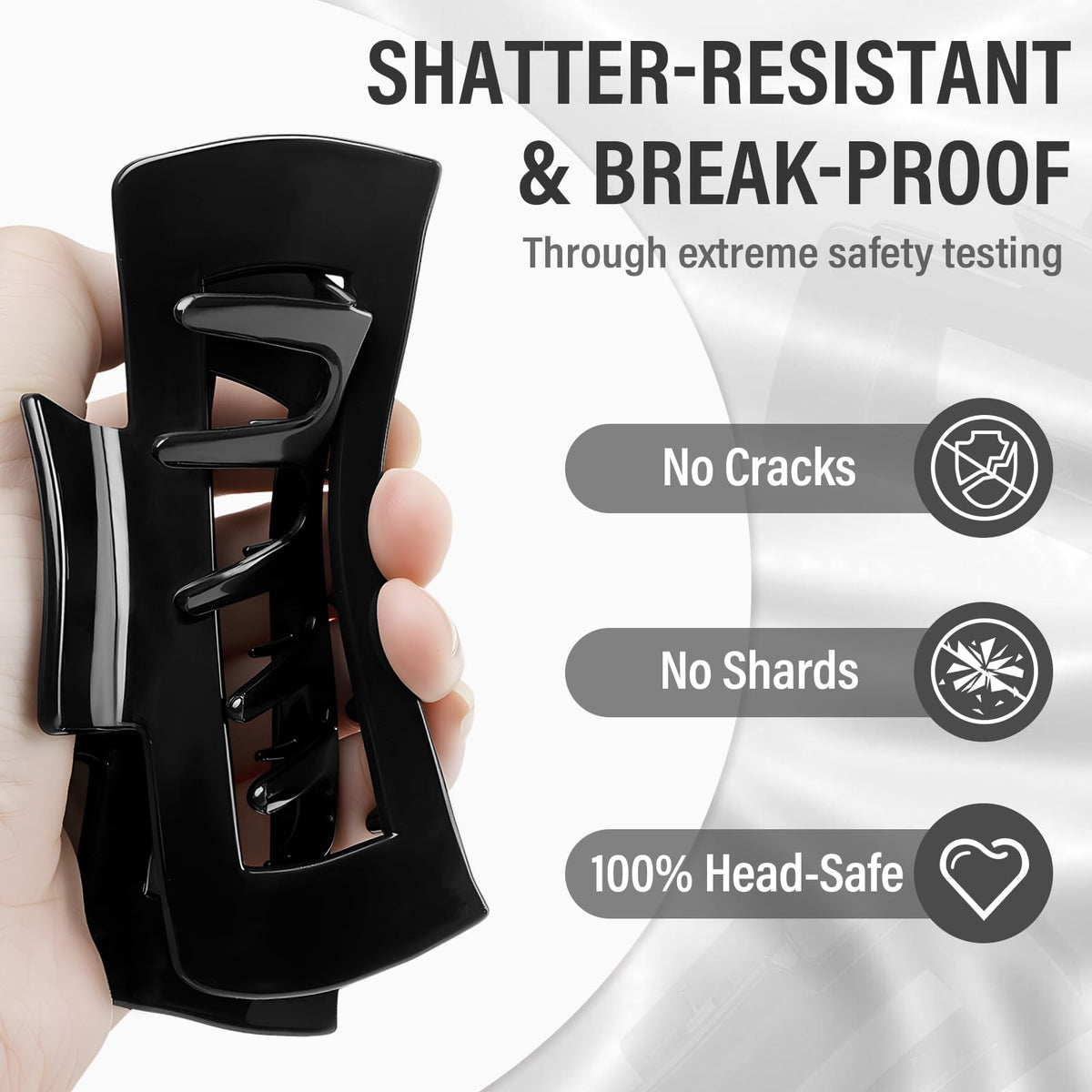 TOCESS next to hand to show 4.3-inch size and large hair capacity
