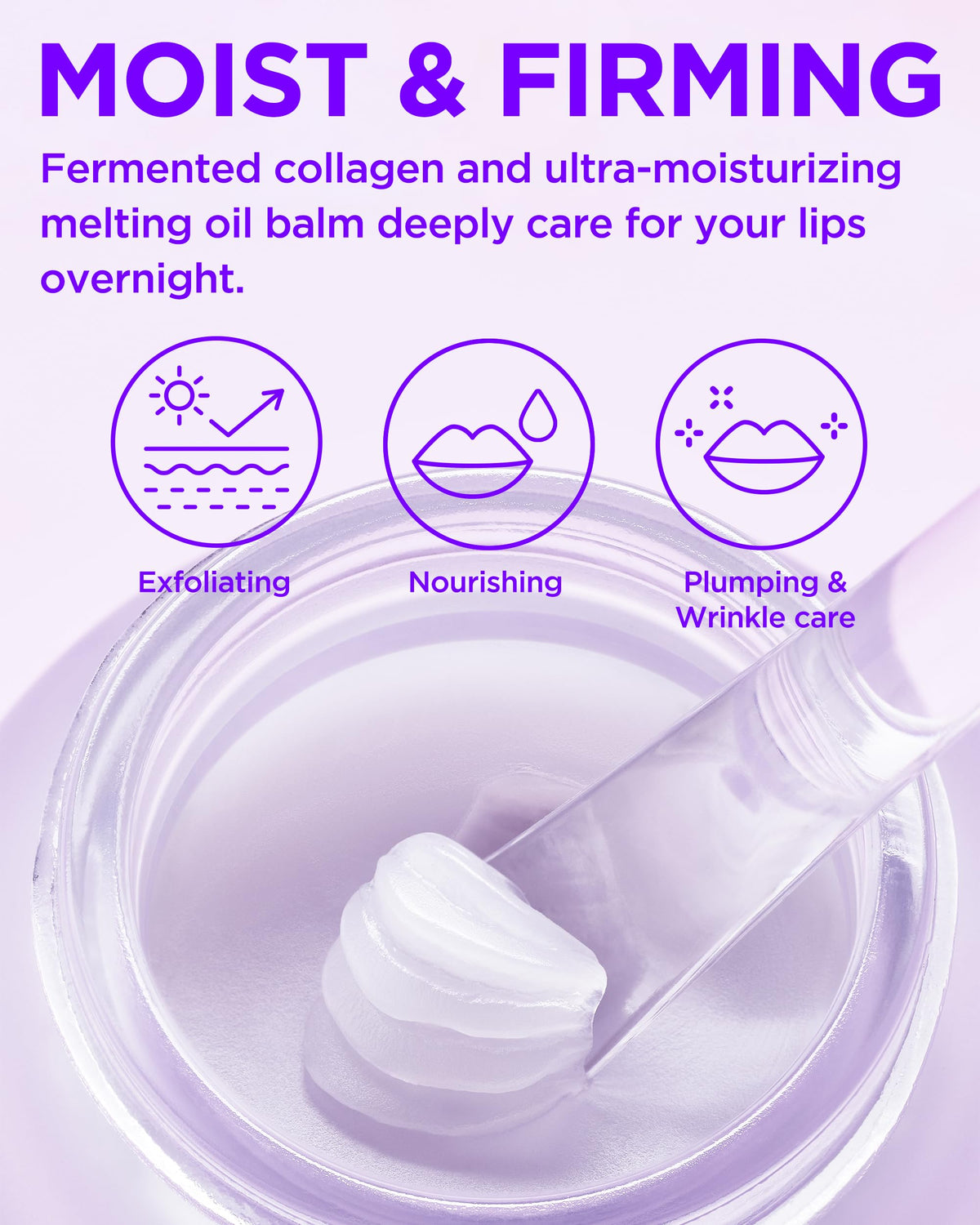 TOCOBO applied on lips before sleep, illustrates smoothing and plumping appearance