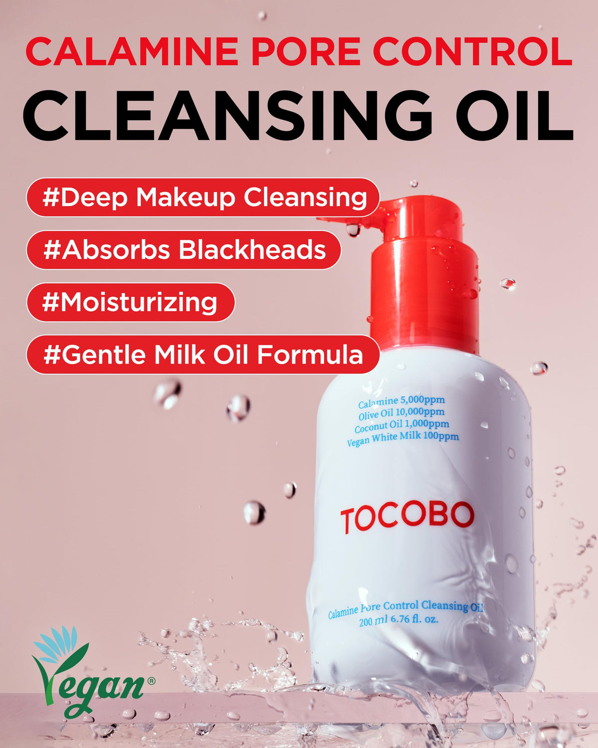 TOCOBO pump and cap close-up highlighting easy dispensing benefit