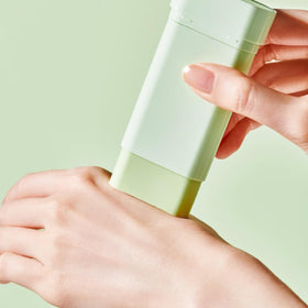 TOCOBO cooling visual with mint leaves showing instant refreshment benefit