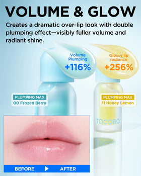 TOCOBO gloss applied on model lips creating plump glass-lips effect