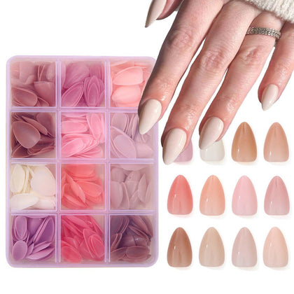 TOGZOM front packaging showing full 360-piece almond press-on kit and colors