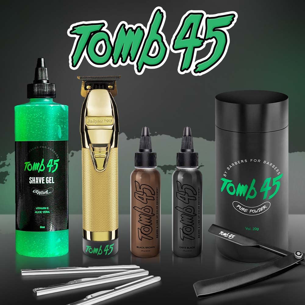 Tomb 45 placed on barber station in use showing professional styling benefit