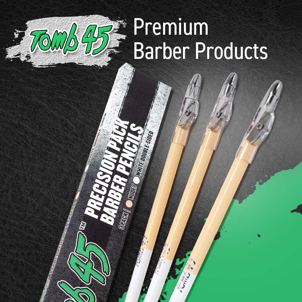 Bathroom grooming setup with Tomb45 pencils ready for quick beard touch-ups