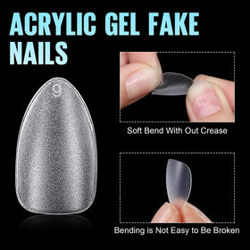 TOMICCA applied on hand with short almond nails showcasing natural look and durability