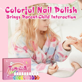 TOMICCA child applying polish highlighting quick-dry, mess-free play