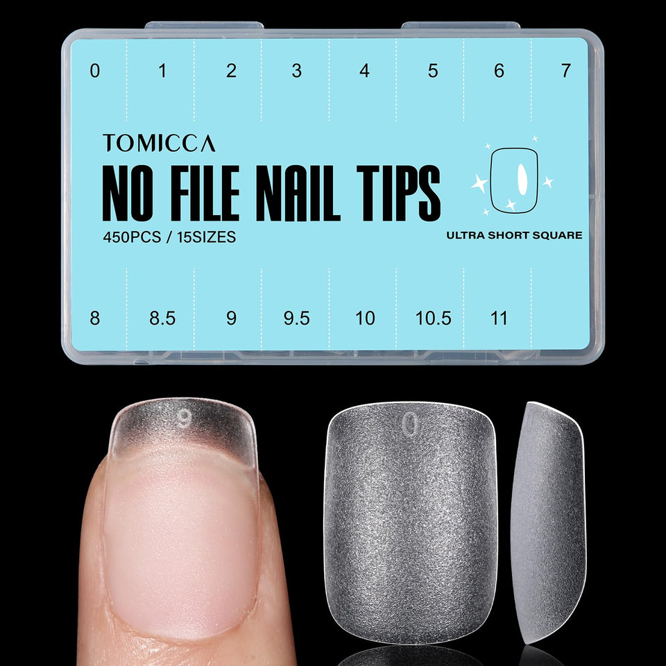 TOMICCA front packaging showing 450-piece tips and sizes for easy selection