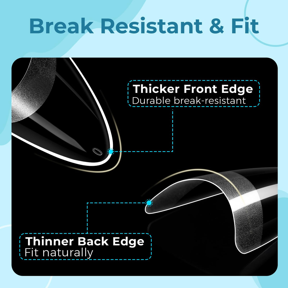 TOMICCA image of edge and soft C-curve texture conforming to nail beds comfortably