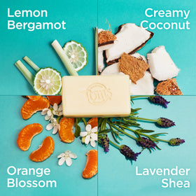 Tom's of Maine Lavender & Shea bar close-up, soothing scent and gentle care