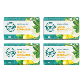 Tom's of Maine front packaging showing lemon bergamot scent and four bars
