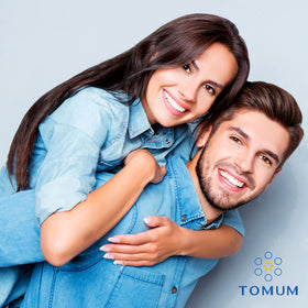 TOMUM on bathroom counter in lifestyle setting for simple daily routine integration