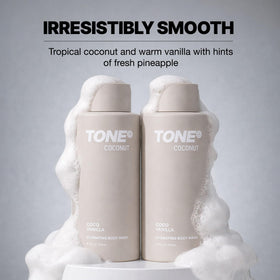 TONE body wash in shower being applied on arm for effective cleansing and refreshment
