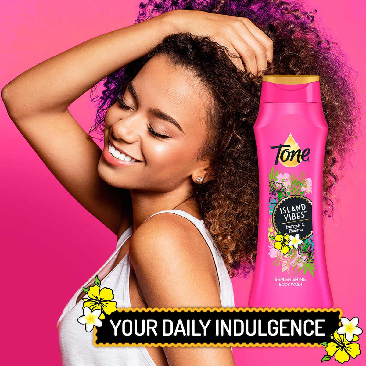 Tone bottle on bathroom shelf staged for lifestyle use and easy access