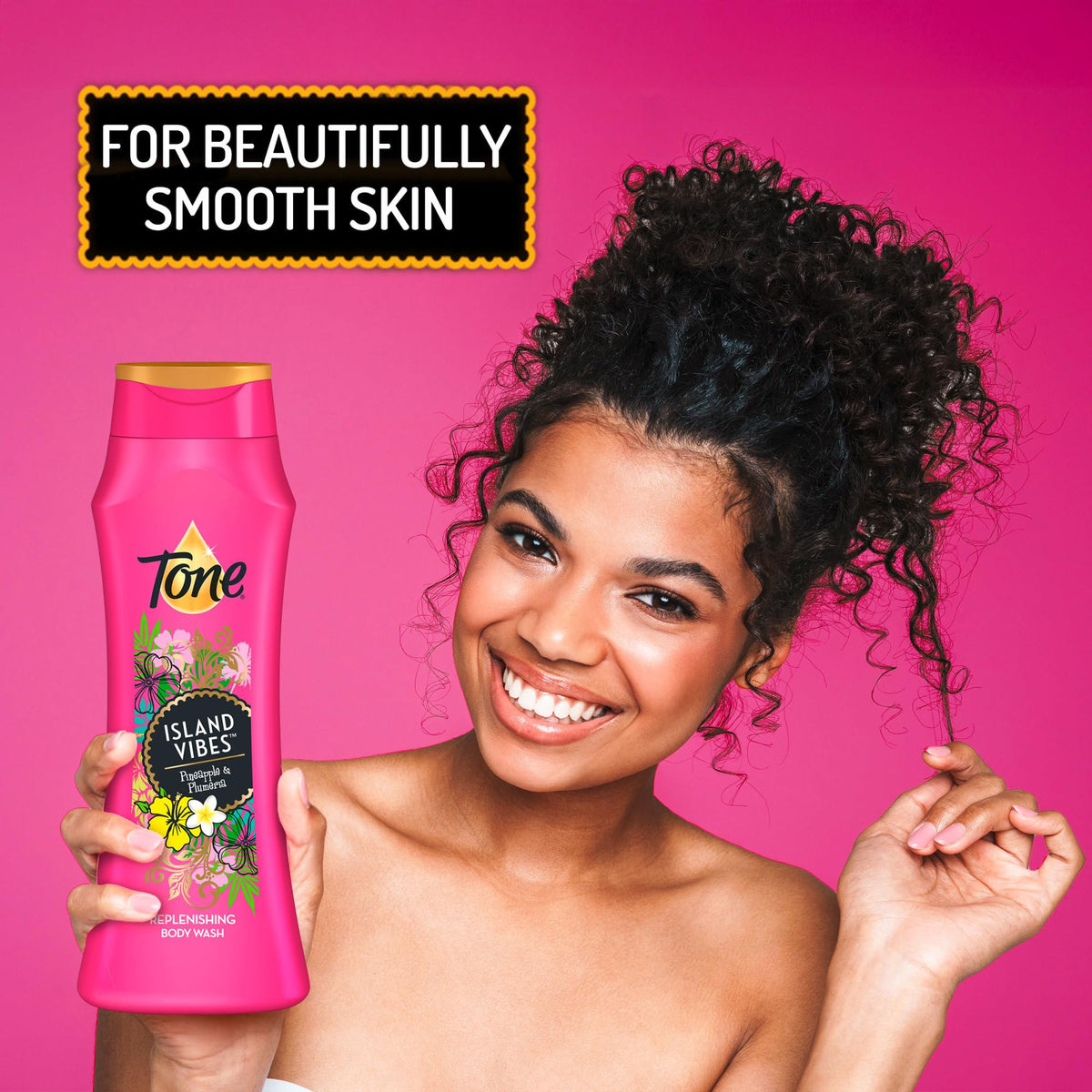 Pineapple and plumeria styling beside Tone to show fragrance inspiration