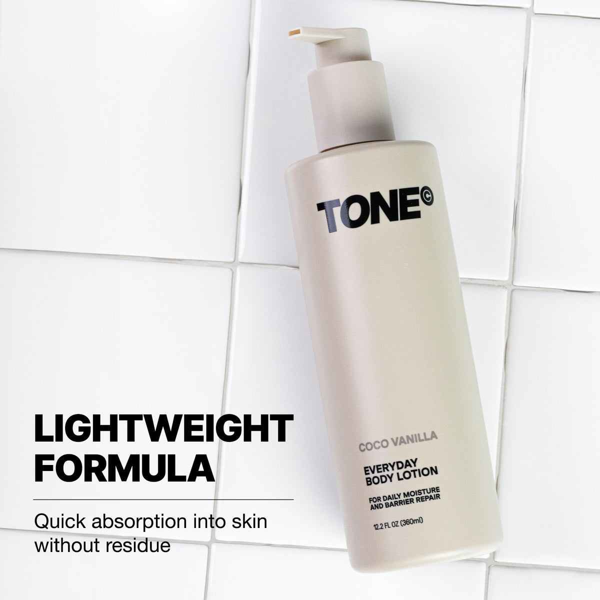TONE pump application in hand demonstrates controlled mess-free dispensing