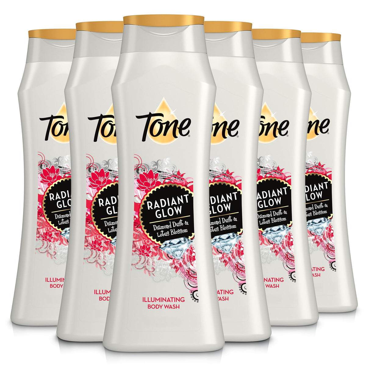 Tone Radiant Glow front label showing product name and lotus blossom scent benefit