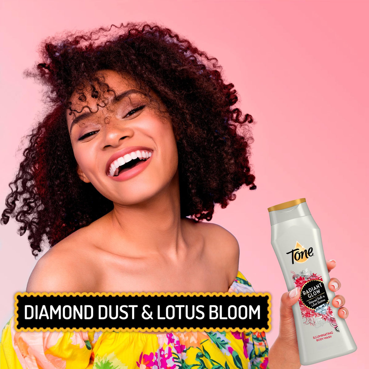 Tone Radiant Glow being dispensed into hand showing easy lather and hydration